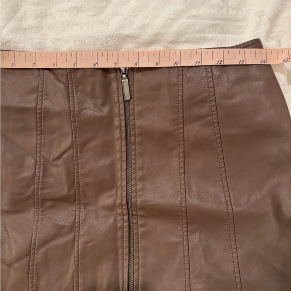 Free People Layla Faux Leather Miniskirt in Brownstone - Picture 6 of 7